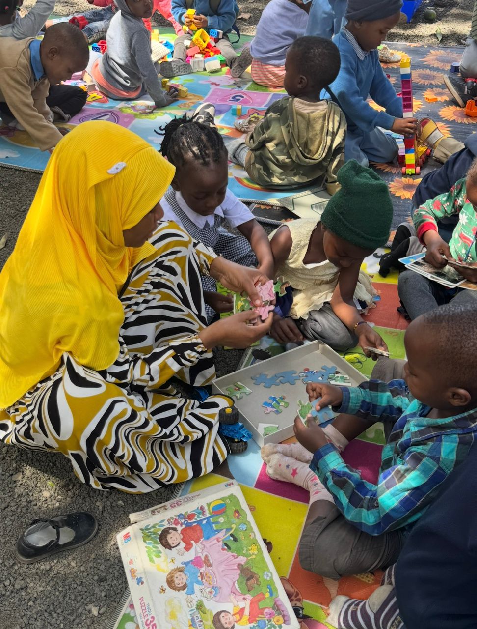 Puzzle activity with teacher